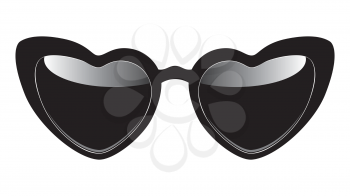 Retro style illustration of heart shaped sunglasses design.
