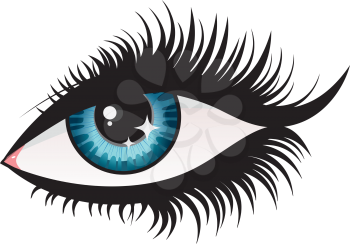 Illustration of woman eye with long eyelashes.