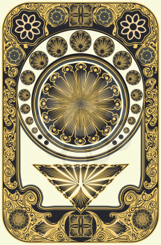 Decorative floral frame in retro style, art nouveau inspired illustration.