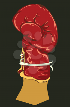 Retro style boxing fighter glove, sport themed illustration.