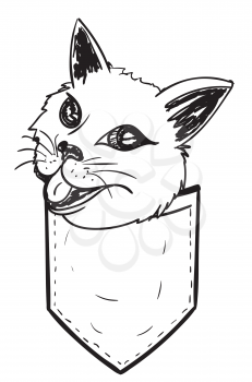 Cute doodle style cat in a pocket design.