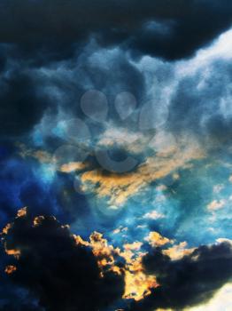 Abstract grunge sky, paper textured cloudy background
