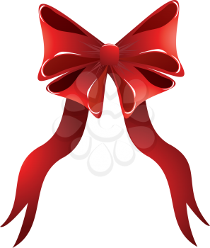 Illustration of big red holiday bow on white background