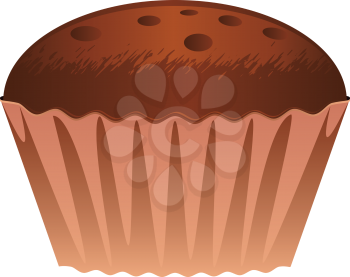 Tasty brownie cake illustration on white background.