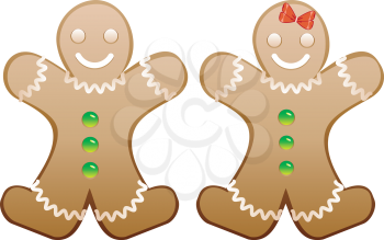 Christmas cookie happy gingerbread boy and girl.