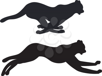 Stylized cheetah silhouette in running pose design illustration.