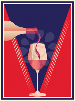 Minimalist style poster with glass and bottle of wine design.