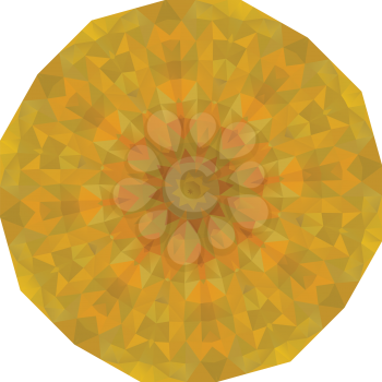 Abstract golden round geometric background made of polygons.