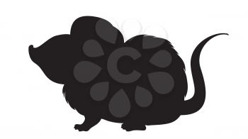 Cute cartoon mouse or rat black silhouette design.