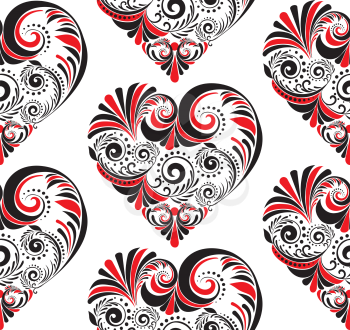 Decorative heart made of floral folk ornaments.