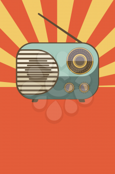 Abstract small AM retro radio design colorful illustration.