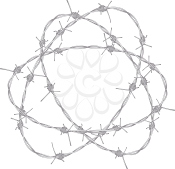 Metal barbed wire illustration on white background.