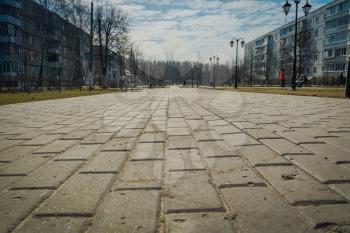 Old road pavement in the city park, natural background.