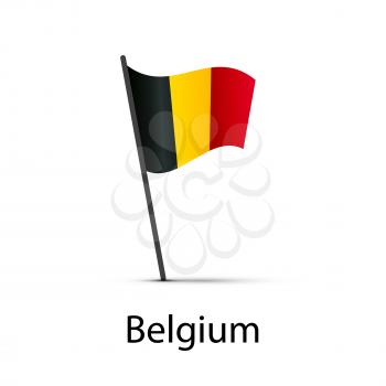 Belgium flag on pole, infographic element isolated on white