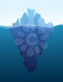 Big iceberg in the sea, concept flat illustration