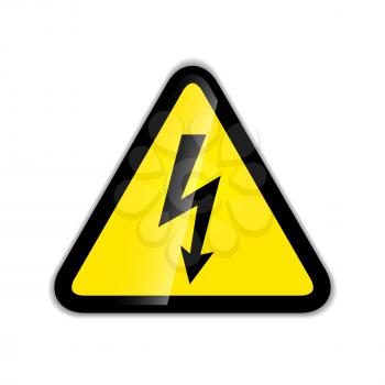 Bright high voltage sign modern icon with shadow isolated on white