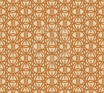 Brown tracery on beige, geometric seamless pattern