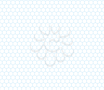 Cyan hexagon grid on white, seamless pattern