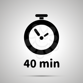 Forty minutes timer simple black icon with shadow on gray