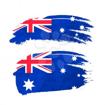 Grunge brush stroke with Australian national flag isolated on white