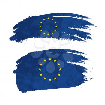 Grunge brush stroke with European Union national flag isolated on white