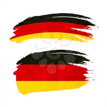 Grunge brush stroke with Germany national flag isolated on white