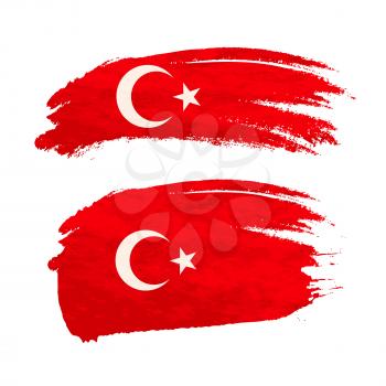 Grunge brush stroke with Turkey national flag isolated on white