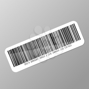 Typical realistic barcode sticker with shadow on gray