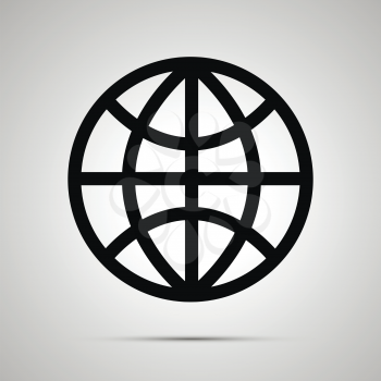 World globe simple black icon with shadow