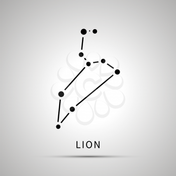 Lion constellation simple black icon with shadow on gray