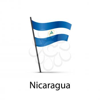 Nicaragua flag on pole, infographic element isolated on white