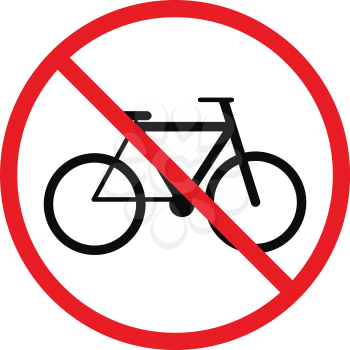No cycling, bicycle forbidden sign isolated on white