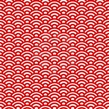 Red and white waves, japanese seamless pattern