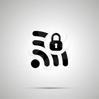 Safe WIFI signal silhouette, simple black icon with shadow