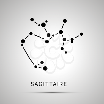 Sagittaire constellation simple black icon with shadow