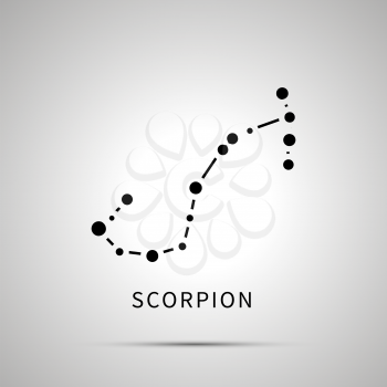 Scorpion constellation simple black icon with shadow on gray