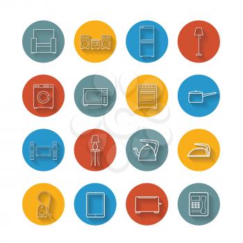 Set of colorfull flat icons of house appliance