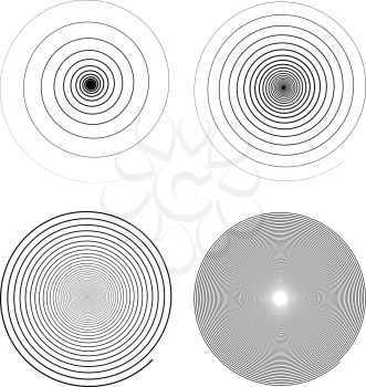 Set of four infinity black swirls isolated on white