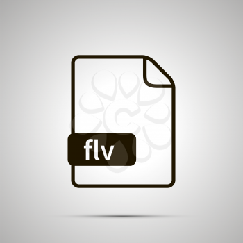 Simple black file icon with flv extension on gray