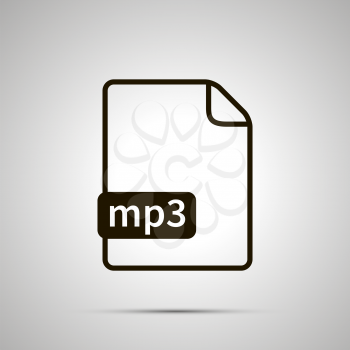 Simple black file icon with mp3 extension on gray