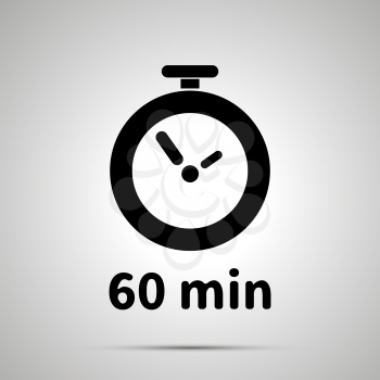 Sixty minutes timer simple black icon with shadow