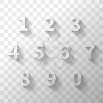 Transparent numbers with gray long shadow