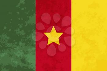 True proportions Cameroon flag with grunge texture