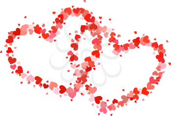Two outline hearts made up from cute little hearts isolated on white