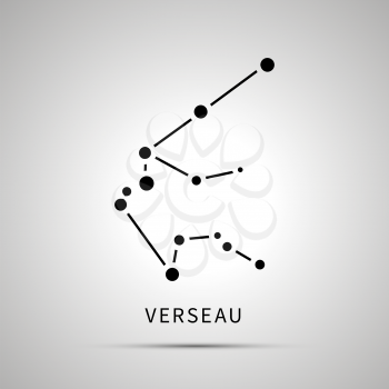 Verseau constellation simple black icon with shadow on gray