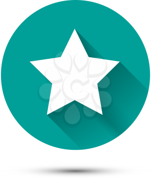 White star icon on green background with long shadow