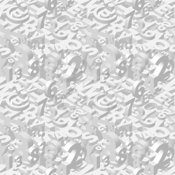 A lot of white isometric 3d letters, abstract seamless pattern