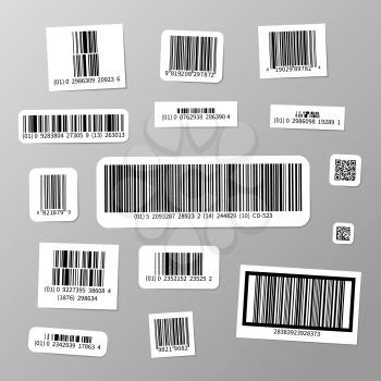 Big set of realistic different barcodes stickers