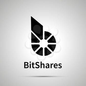 BitShares cryptocurrency simple black icon with shadow