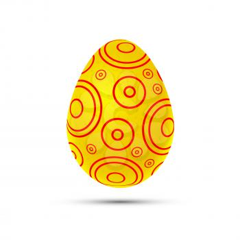 Bright yellow easter egg with red pattern